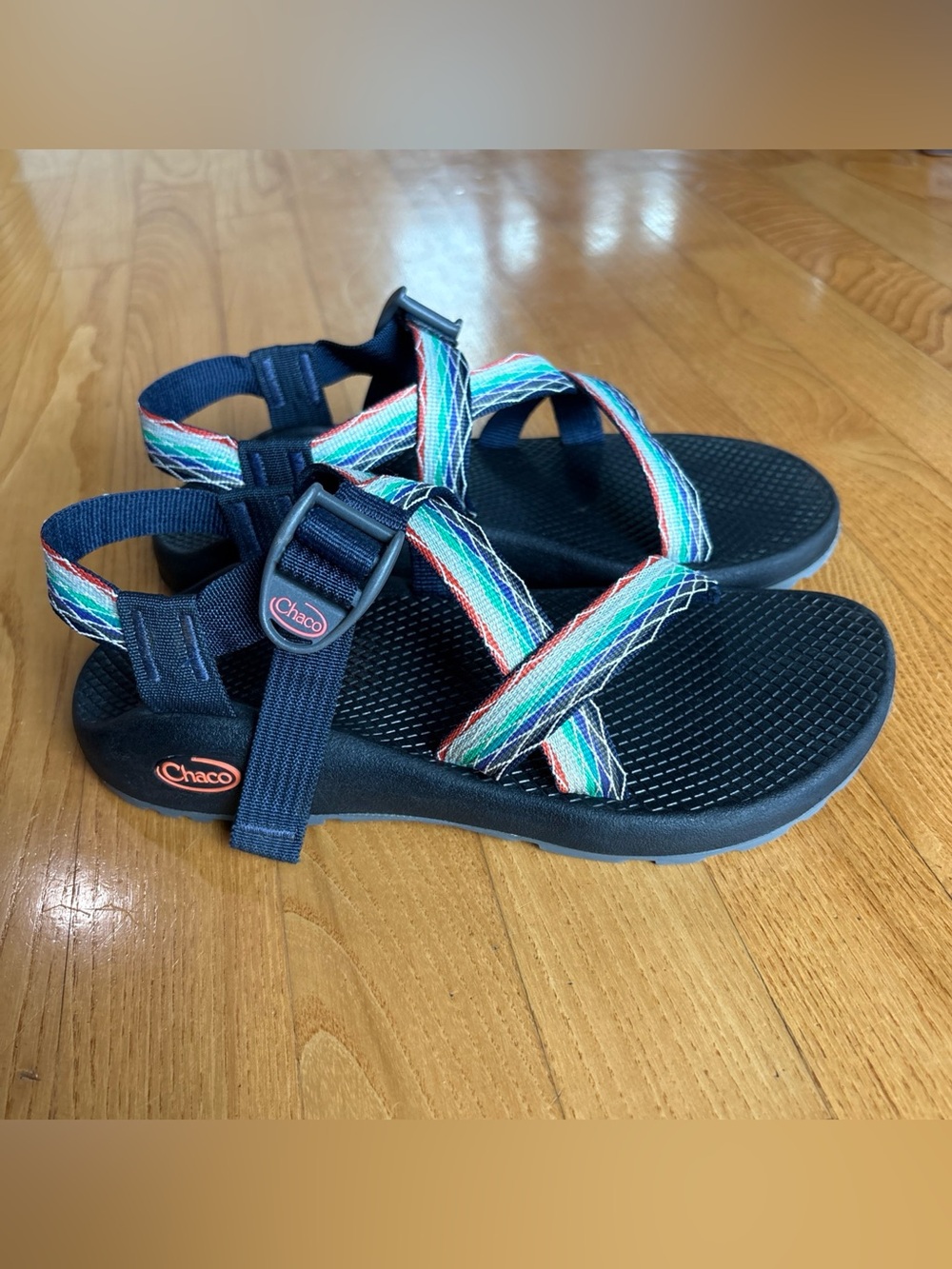Chaco Women’s Z1 Classic Sandals Prism Mint Rainbow Colorful Waves Shoes Size 7